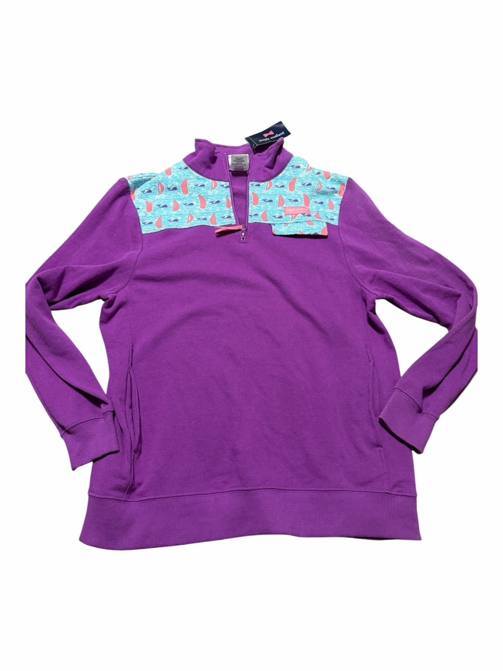 NWT Simply Southern Regatta Plum Women’s Size Medium Pullover 1/4 Zip Summer